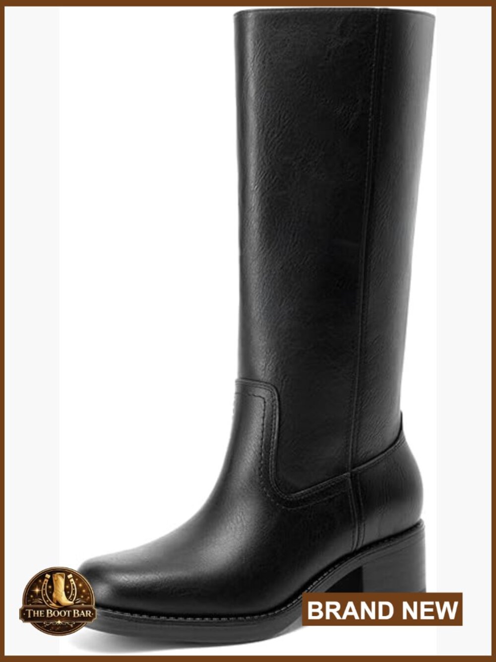 Mid Calf Square Toe Retro Boots Chunky Block Heel Pull-On Fashion Boots